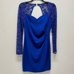 Guess Lace Sleeve Scuba Crepe Sheath Dress